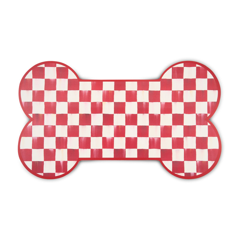 Rosy Check Pup Placemat, Red/White