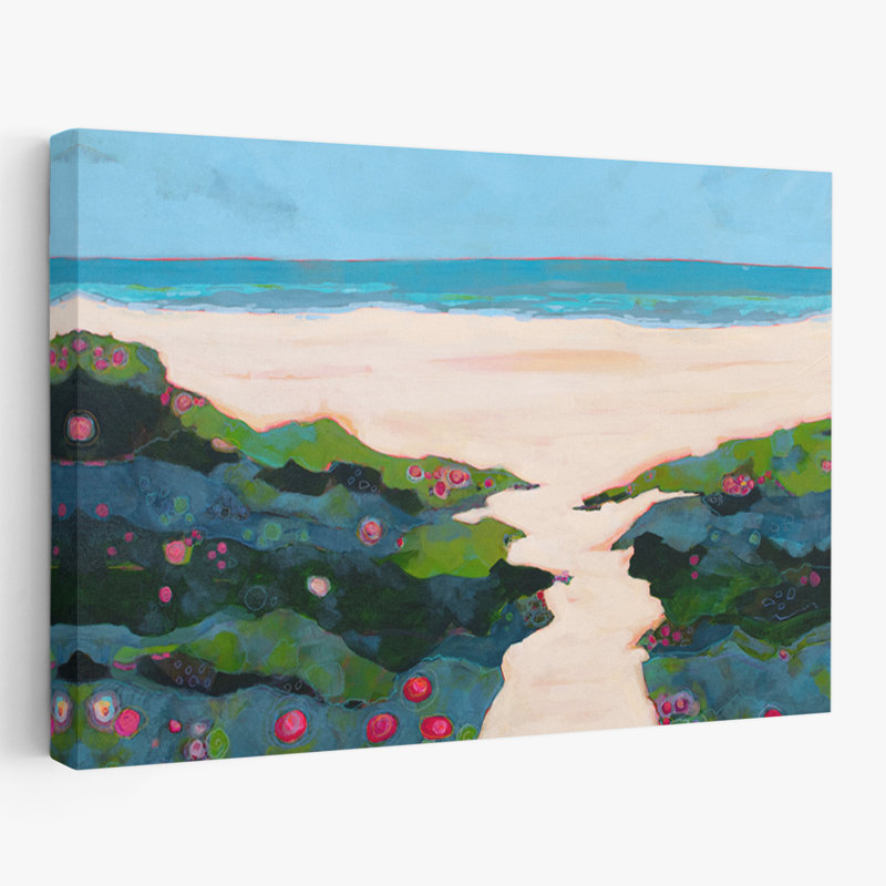 Bordure en douceur - paysages côtiers, plages, fleurs, art fuchsias, H 40 po x l 60 po
