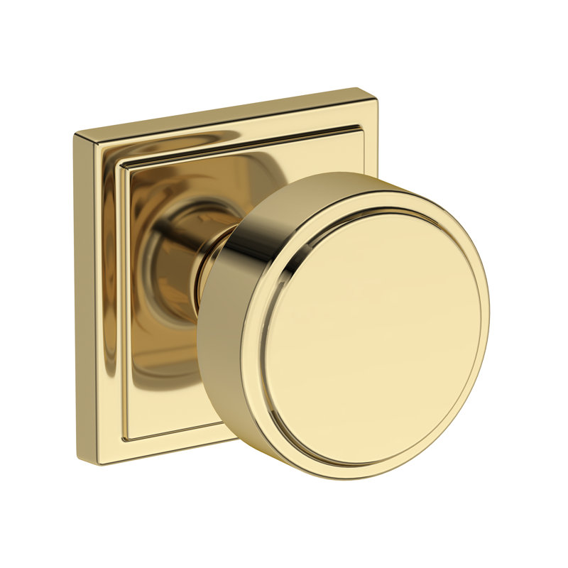Vashon Half Dummy Knob with Stepped Square Rose in Lifetime (PVD) Satin Brass, Unlacquered Brass