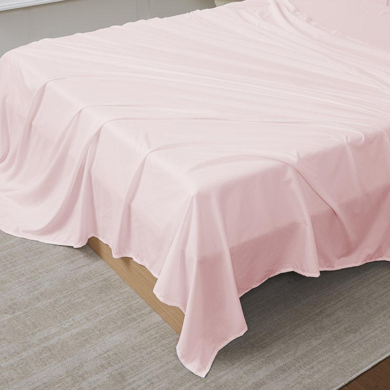 Simple drap plat / dessus seulement, microfibre ultra douce à double brossage, Drap plat grand, Pink