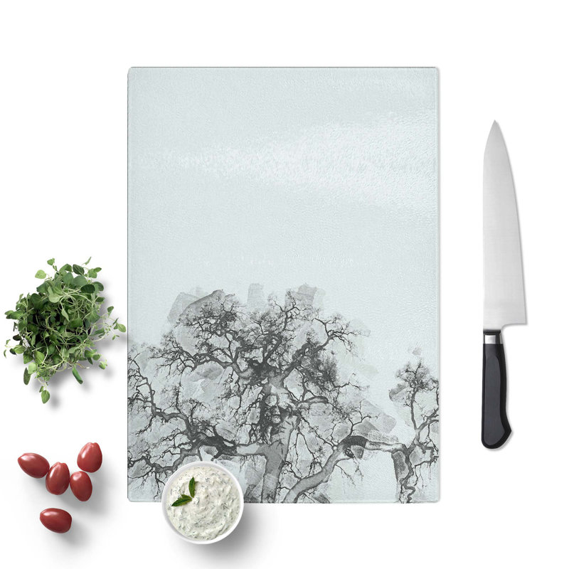 Tempered Glass Old Oak Tree Chopping Board, 28.5 cm W x 39 cm L