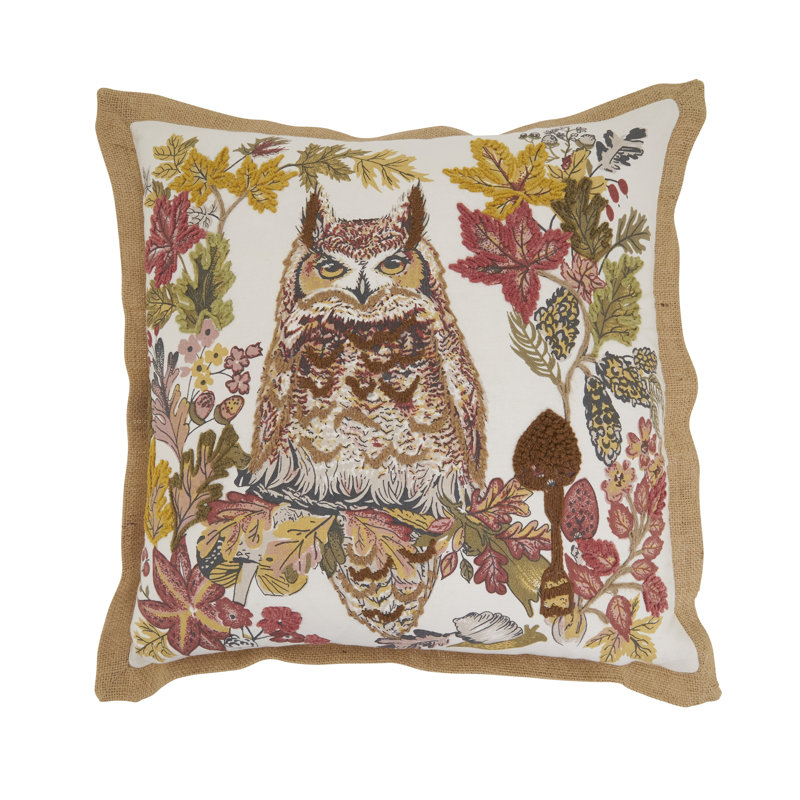 Coussin brodé hibou brodé, Duvet de canard