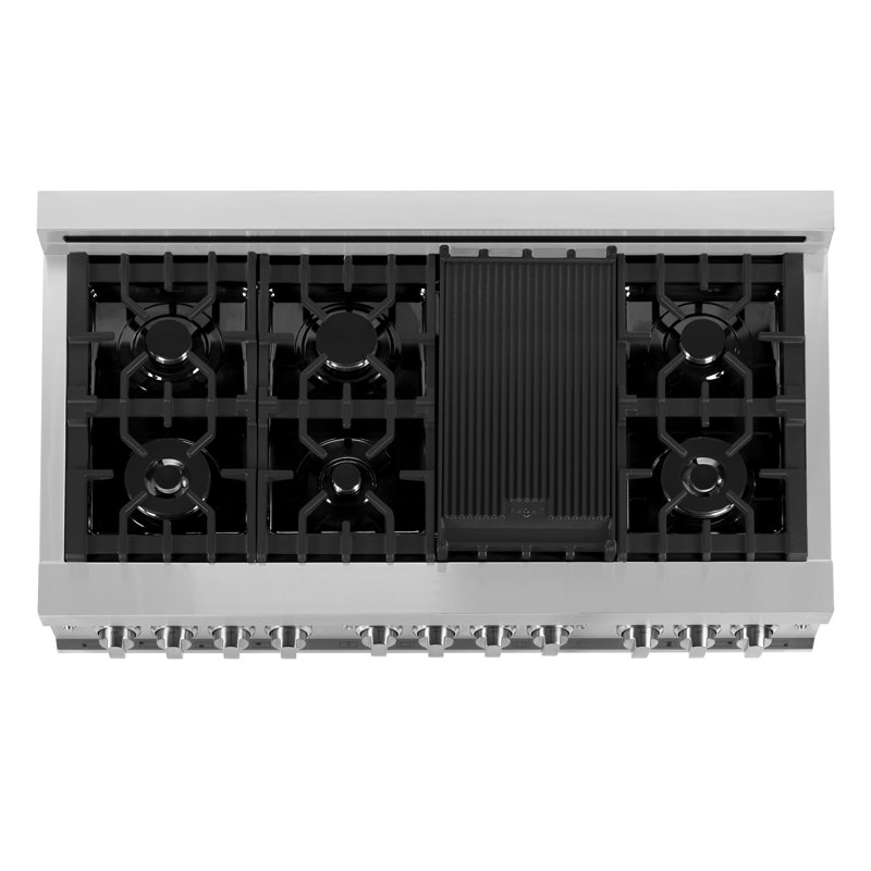 ZLINE 48" Legacy Dual Fuel Range w/ 7 Burner Gas Cooktop & 2 Electric Ovens w/ Griddle