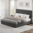 Bed Frame With Adjustable Headboard And 4 Storage Drawers, Linen Upholstered Platform Bed Frame-110095406-110095412