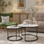 Ensemble de 2 tables basses gigognes, plateau de table rond en bois de 27,6 pouces avec structure en métal robuste, tables d'appoint pour tables de bout de salon et de balcon (blanc)