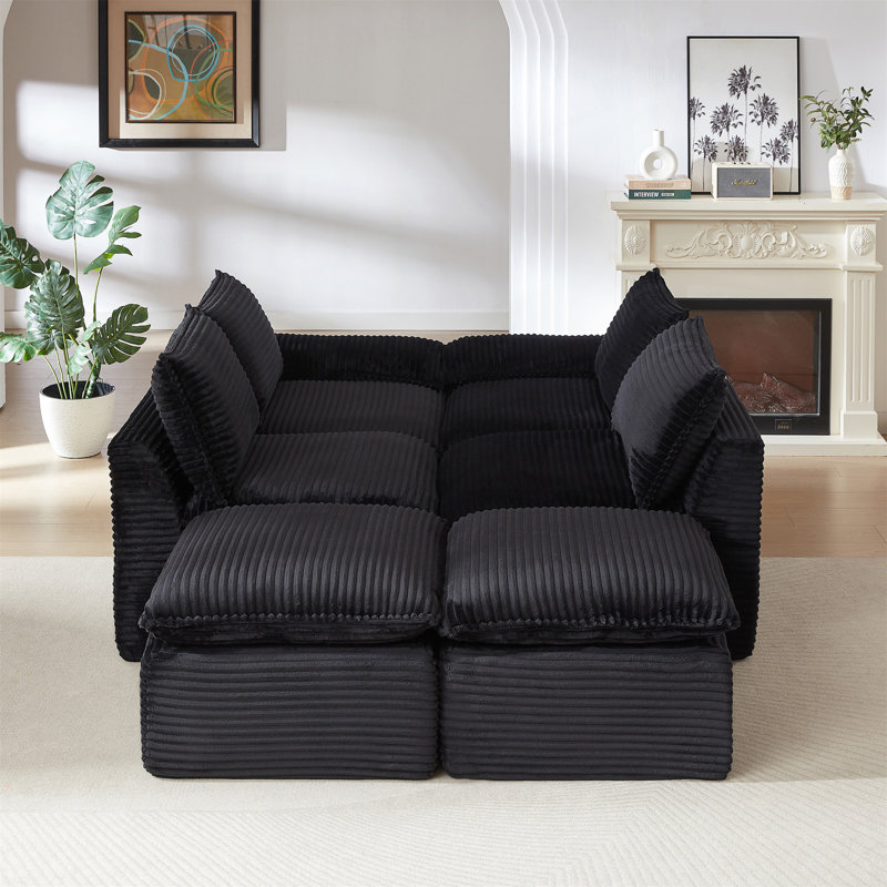 Canapé moderne en velours côtelé avec rembourrage en éponge haute densité pour un confort ultime et une assise modulaire élégante.