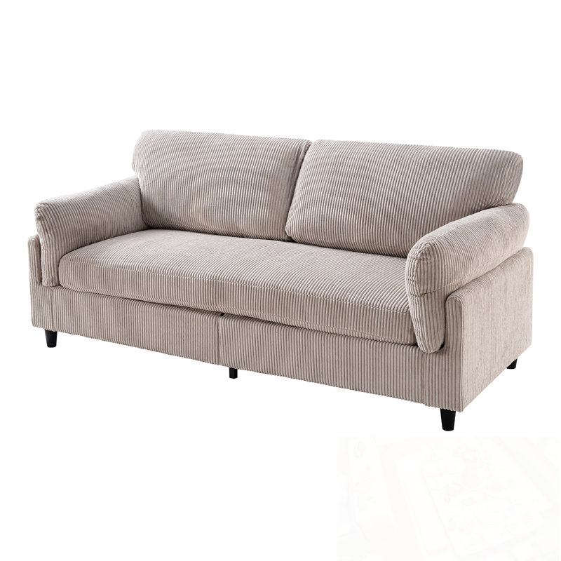 Causeuse en velours côtelé avec coussin moelleux, Chameau