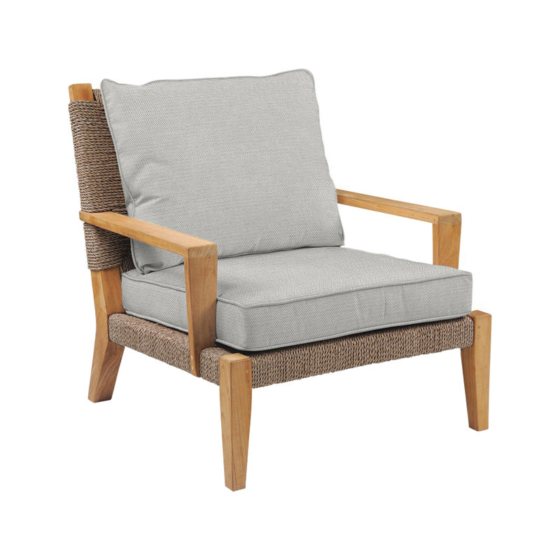 Hadley Outdoor Teak Lounge Chair, Sailcloth Seagull 32023, Hadley Hemp