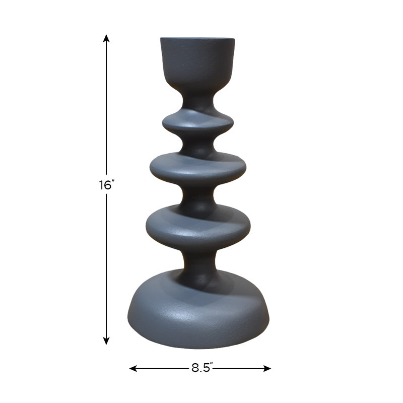 Aluminum Tabletop Candlestick, Gray, 19" H x 8" W x 23" D
