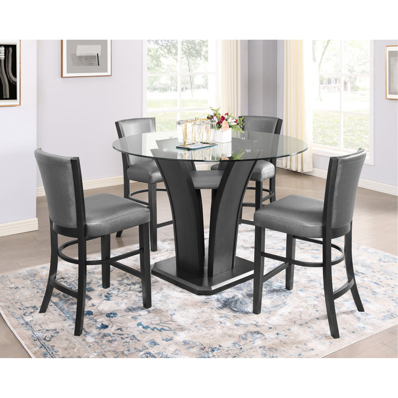 Chaises de salle à manger à hauteur de comptoir avec dossier rembourré - Assise rembourrée élégante en tissu 2pc, Gris