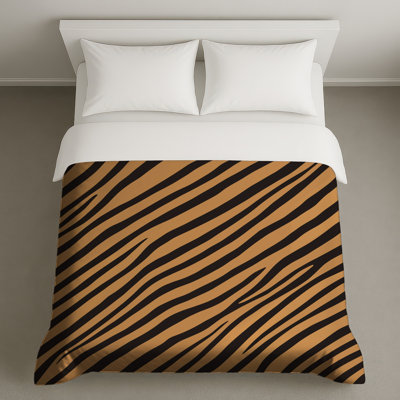 Black Orange Tiger Stripes Duvet Covers