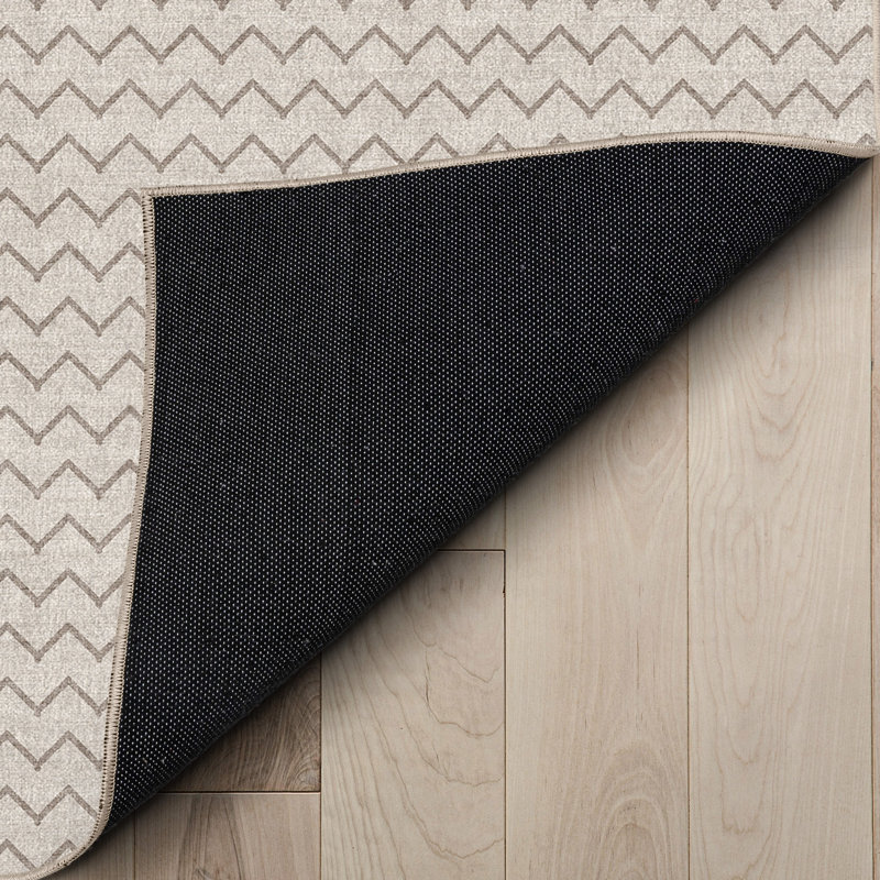 Kehr Mesa Ivory Chevron Tribal Flatwoven Rug – Easy Clean & Durable, Rectangle 9'10" x 13'