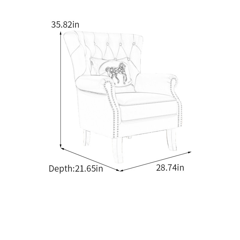 Fauteuil d'appoint Luxe avec rivets, Bleu clair