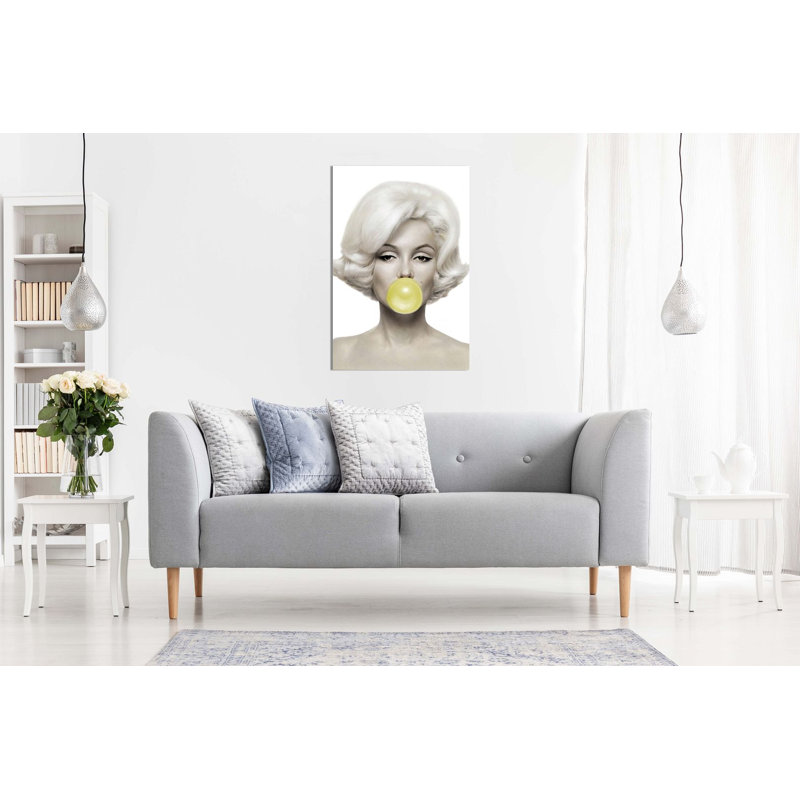 Marilyn Monroe Print - Wrapped Canvas Print, 61cm H x 41cm W, Yellow