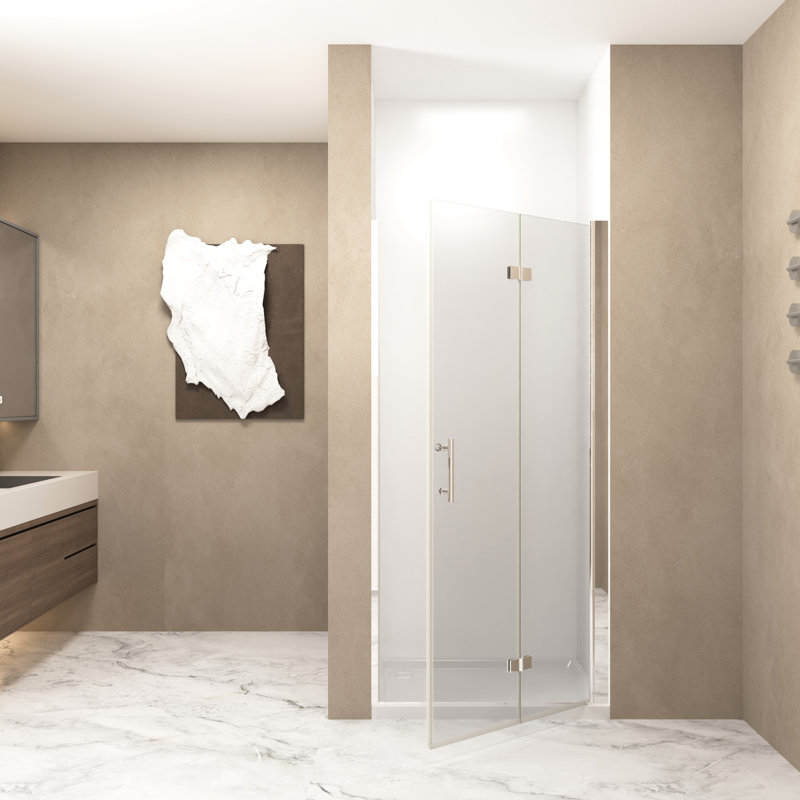37 - Porte de douche 36 po x 72 po avec verre trempé de 1/4 po de 6 mm, charnière unique et structure peu encombrante de 36 po x 72 po avec film en aluminium, conception facile à assembler