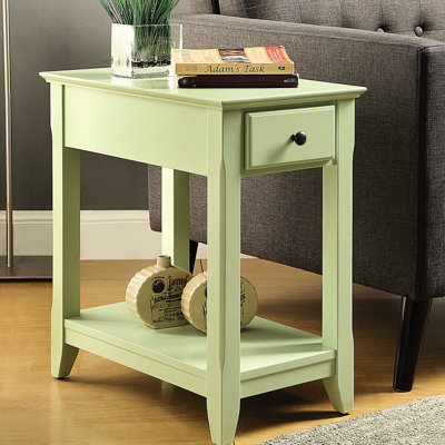 Table d'appoint rectangulaire, colorée, un tiroir et une tablette pour une fonction de rangement ouvert, espaces de vie principaux adaptés, style Kd, empreinte mince, largeur de 22 po, profondeur de 13 po, hauteur de 23 po, table de bout avec