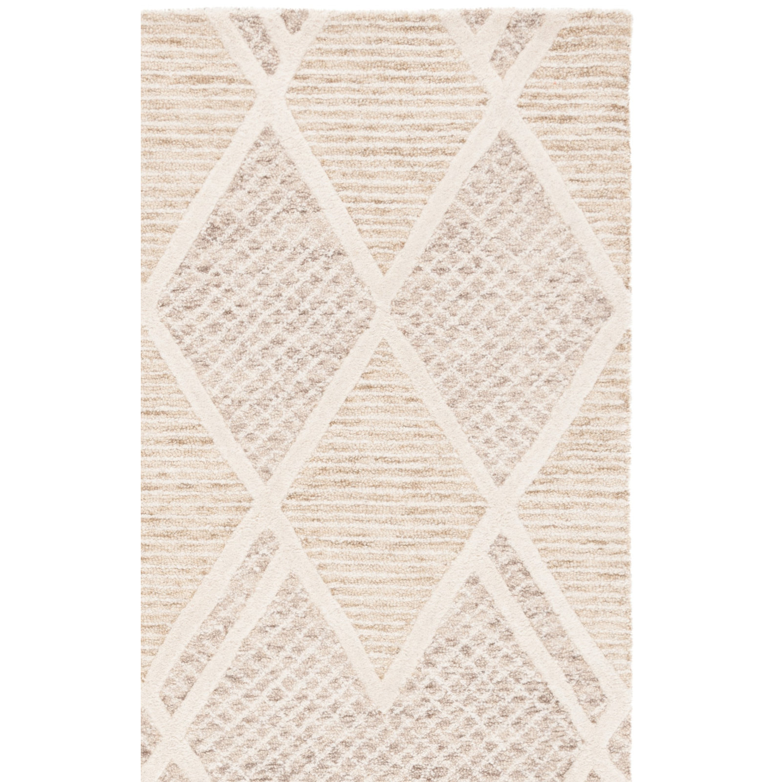Kovacs 706 Hand Tufted Wool/Cotton Geometric Rug in Beige/Ivory, Runner 2'3" x 8'
