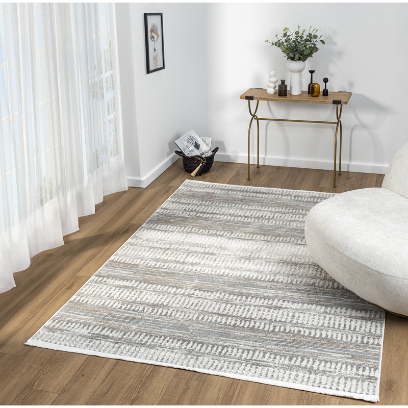 Gionata Collection Cream/Blue Contemporary Abstract Area Rug, Rectangle 7' x 10'10"