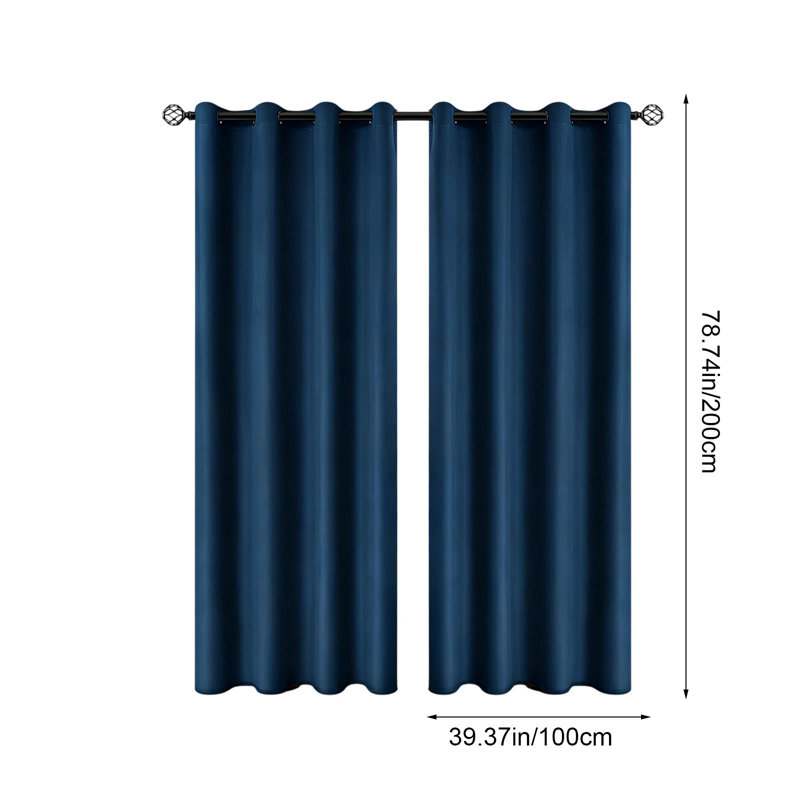 Rideaux en polyester stratifié bloquant la lumière en polyester perforé, Navy