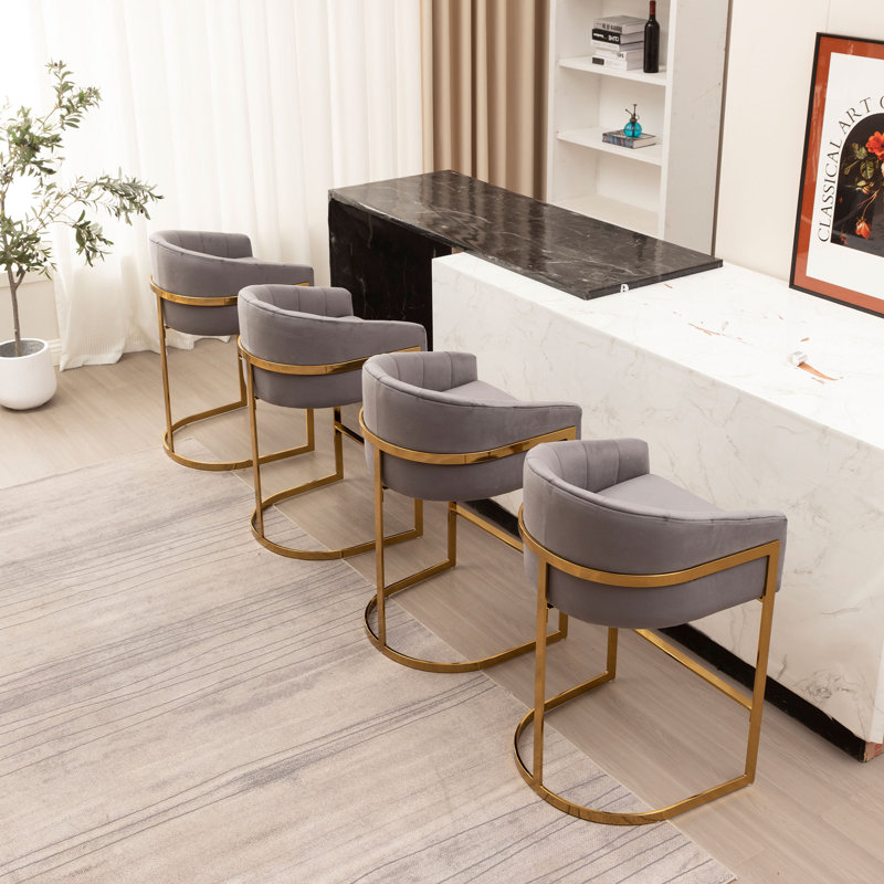Upholstered 27'' Counter Stool with Metal Frame (Set Of 4)