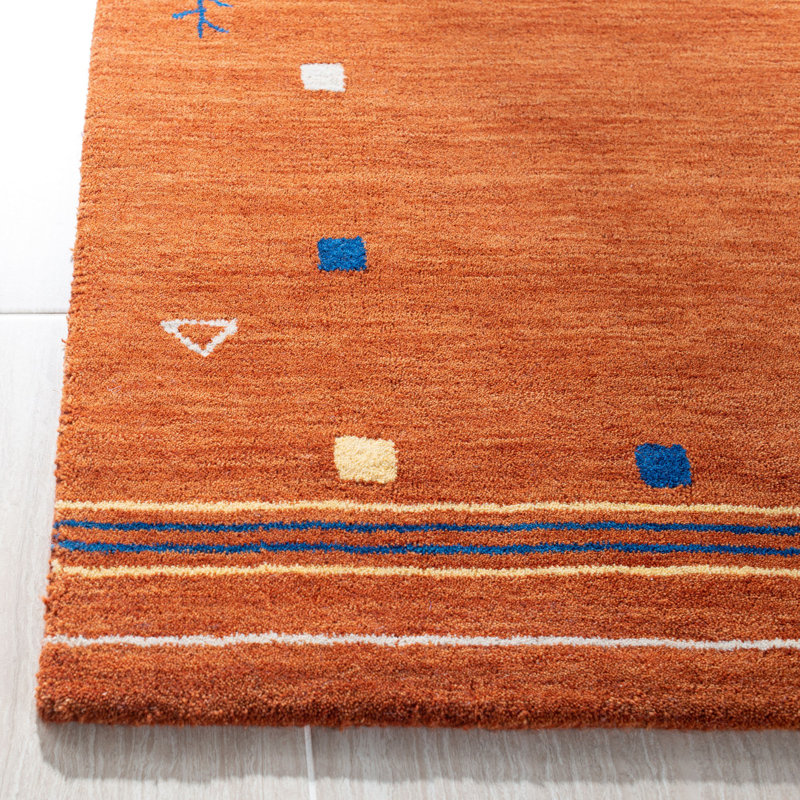 Tapis rouille en laine Danette, Tapis de couloir 2 pi 3 po x 8 pi