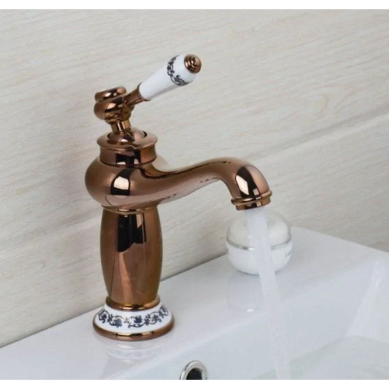 Rose Gold Finish Bathroom Basin Sink Faucet – Single Handle by Juno
