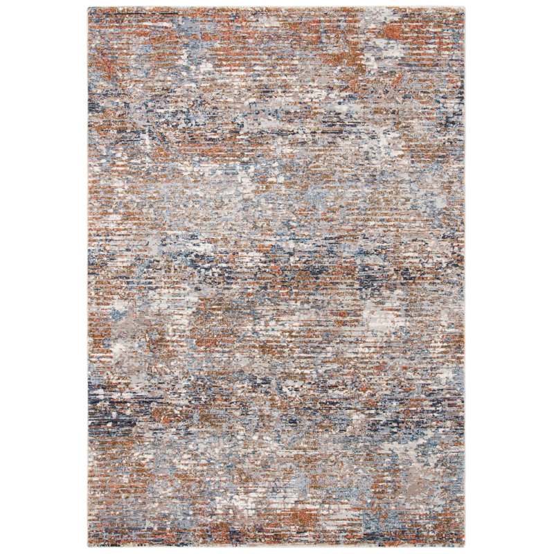 Abstract Brown Area Rug, Rectangle 9' x 12'
