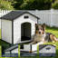Grande niche pour chien imperméable avec toit amovible et bouches d'aération, chenil intérieur en plastique durable pour petits chiens de taille moyenne et grande, assemblage facile-247227376