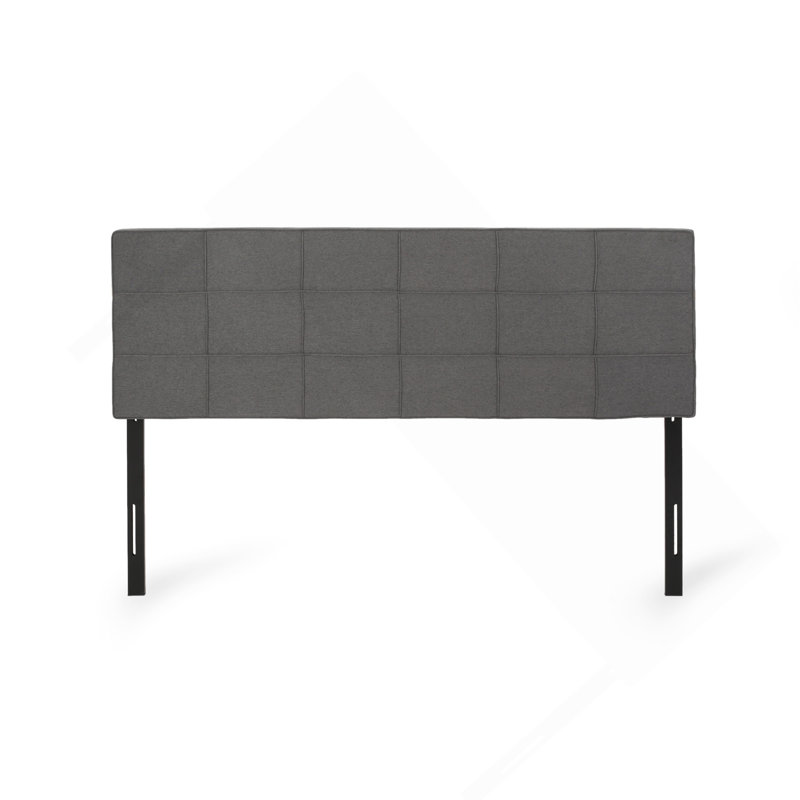 King Size Headboard, Linen Upholstered Headboards With Metal Leg, Square Stitched Design, Adjustable Height Cal King Headboard In Bedroom
