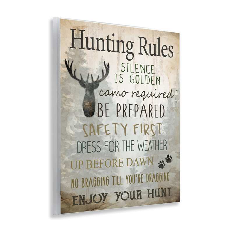 «Rustic Hunting Rules», art mural sur bois par Kim Allen