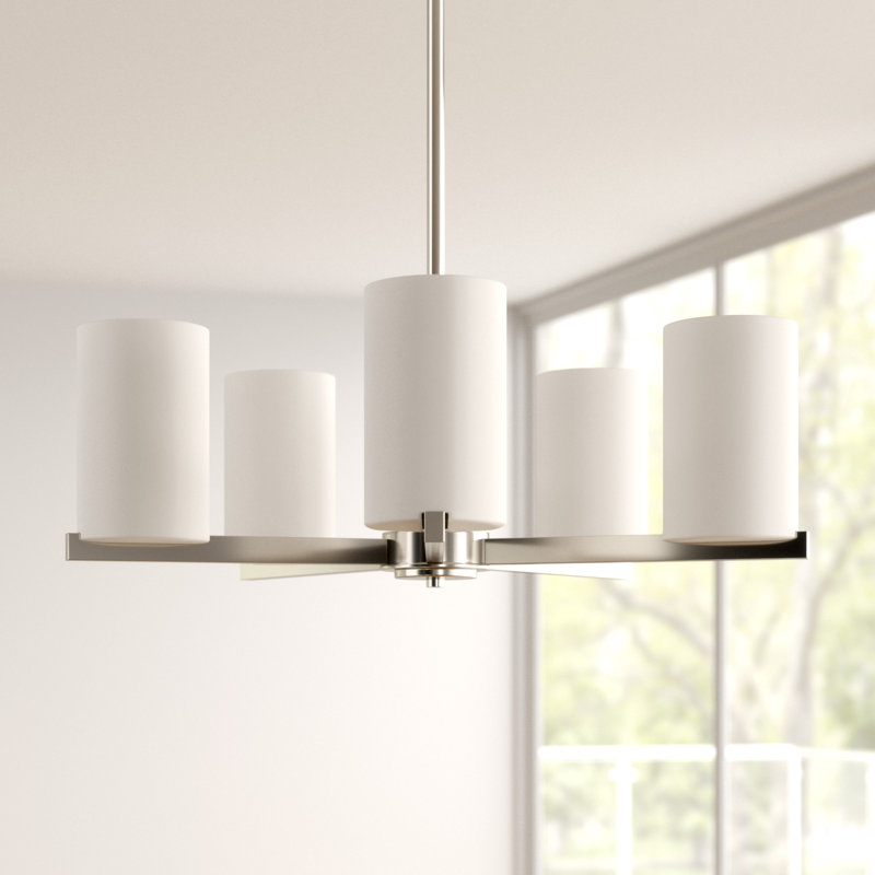 Lustre classique Spoutnik 5 lumières Delvin, Nickel brossé