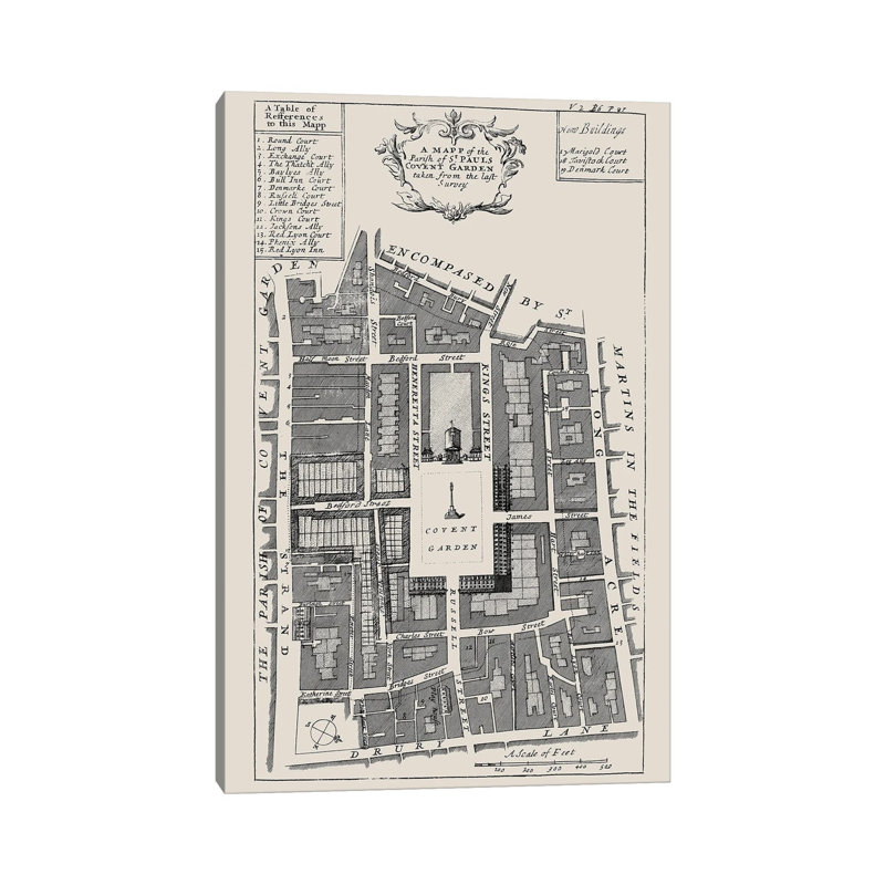 Covent Garden Street Map by Bibliotography - Wrapped Canvas Print, 66.04 cm H x 45.72 cm W x 3.175 cm D