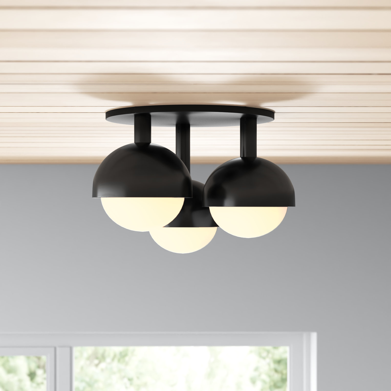 Weston 3 Light Glass Semi Flush Mount, Old Bronze