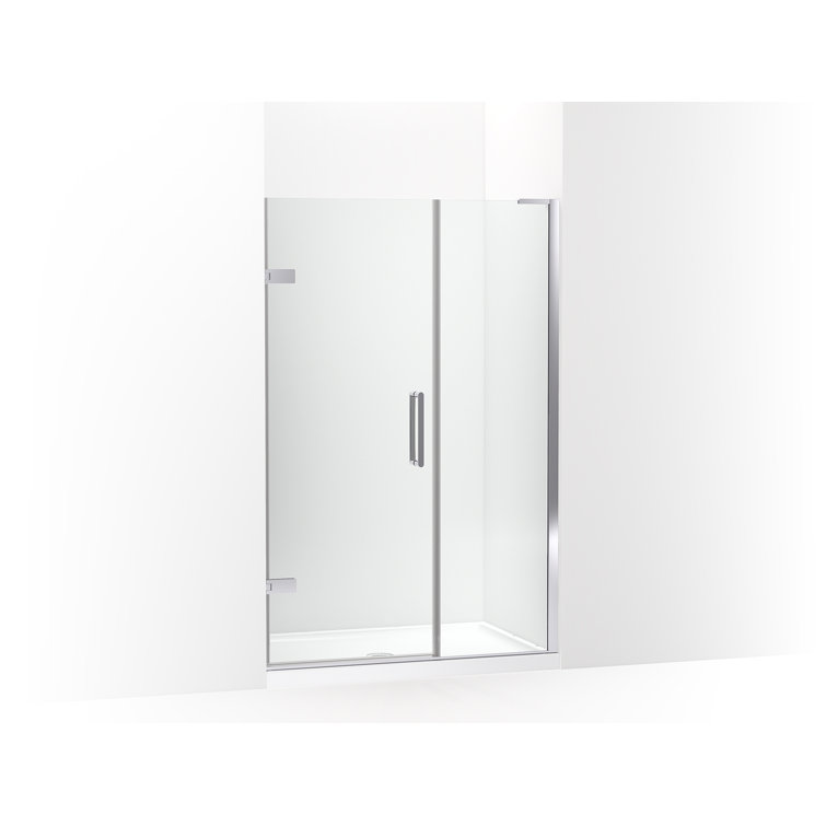 Composed 45-1/4-In46-In W X 71-1/2-In H Frameless Pivot Shower Door With 3/8-In Crystal Clear Glass And Back-To-Back Vertical Door Pulls