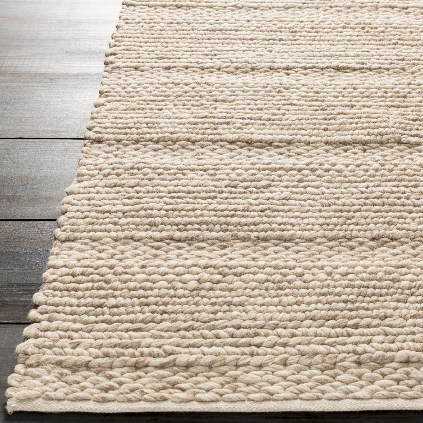 Zekia Cream Hand-Woven Wool Rug, Rectangle 2' x 3'