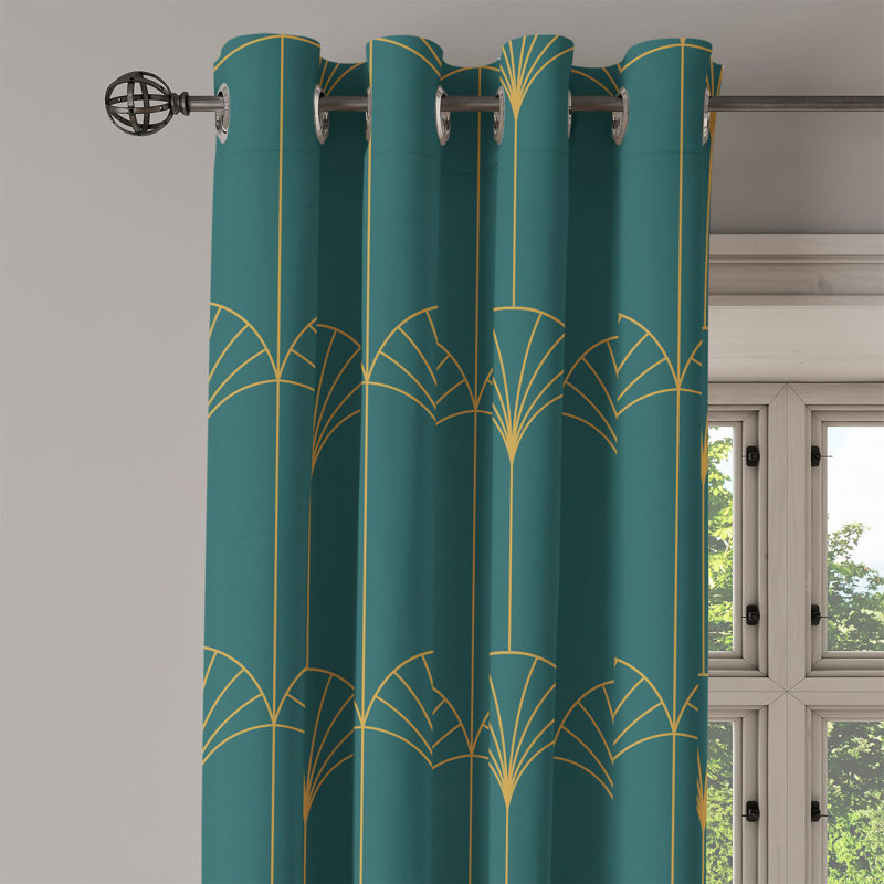 Satin Semi Sheer Curtain Pair, 50" W x 63" L, Teal/Sand Brown