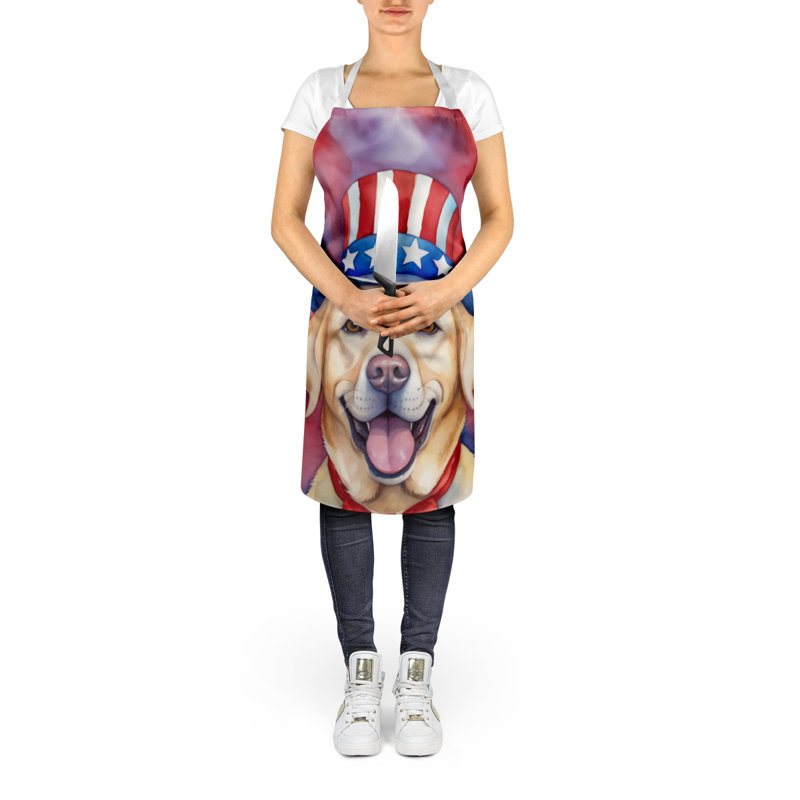 Patriotic American Apron, Light Brown Labrador Retriever