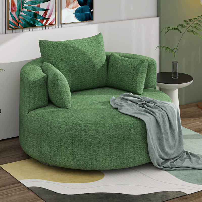 Fauteuil d'appoint pivotant avec 3 coussins amovibles, Vert
