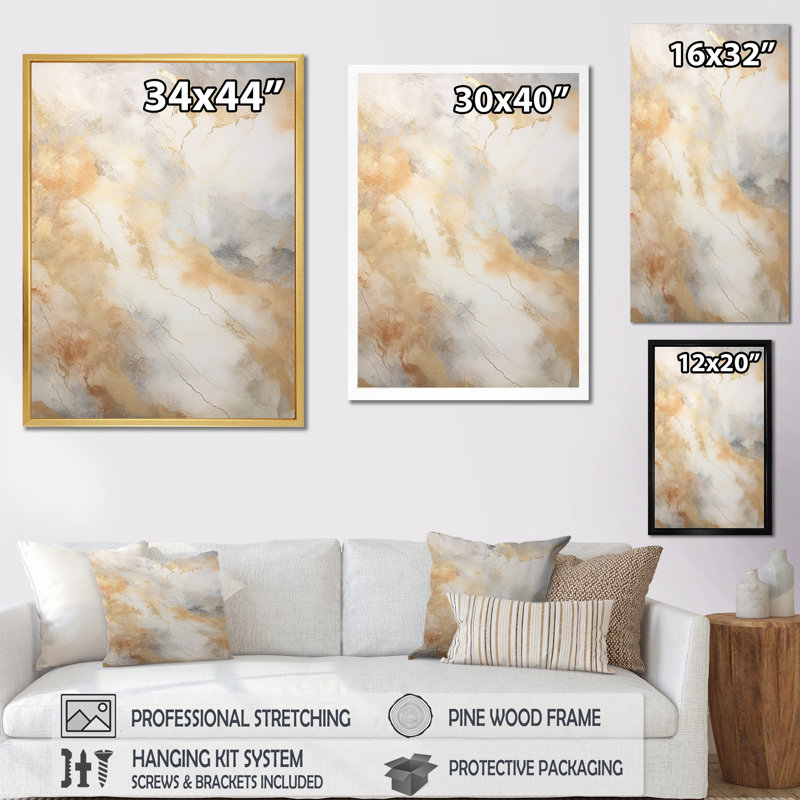 Marlow - Décoration murale abstraite_106512, Toile avec cadre flottant noir, H 20 po x l 12 po x P 1 po