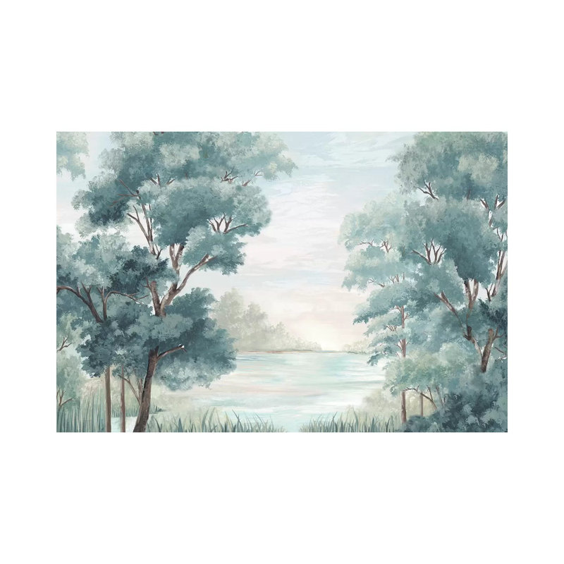 Calm Forest River by Eva Watts - Painting on Canvas, 45.72cm H x 66.04cm W x 3.81cm D, Wrapped Canvas