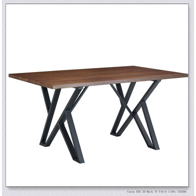 Indoor Dining Table With Metal Legs,Walnut
