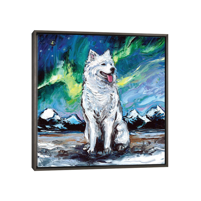 Reproduction d’art, "samoyède « night I » par aja Trèves, Pas de tapis, H 37 po x l 37 po x P 1,5 po