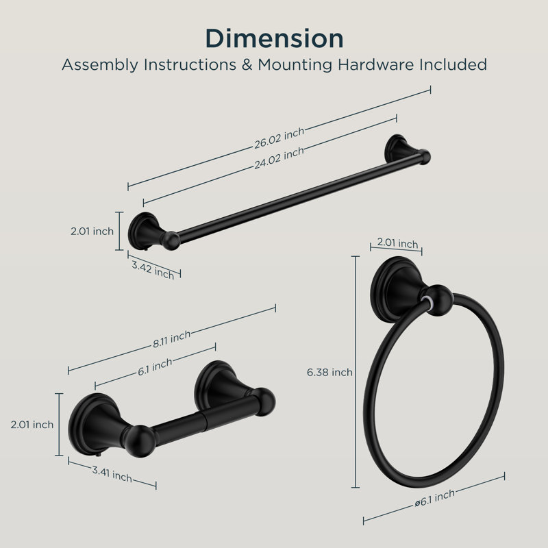 3 - Piece Bathroom Hardware Set, Black