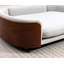 Lit pour chien surélevé de style scandinave avec pattes en bois massif et dossier en bois courbé noyer, velours gris clair, grande taille