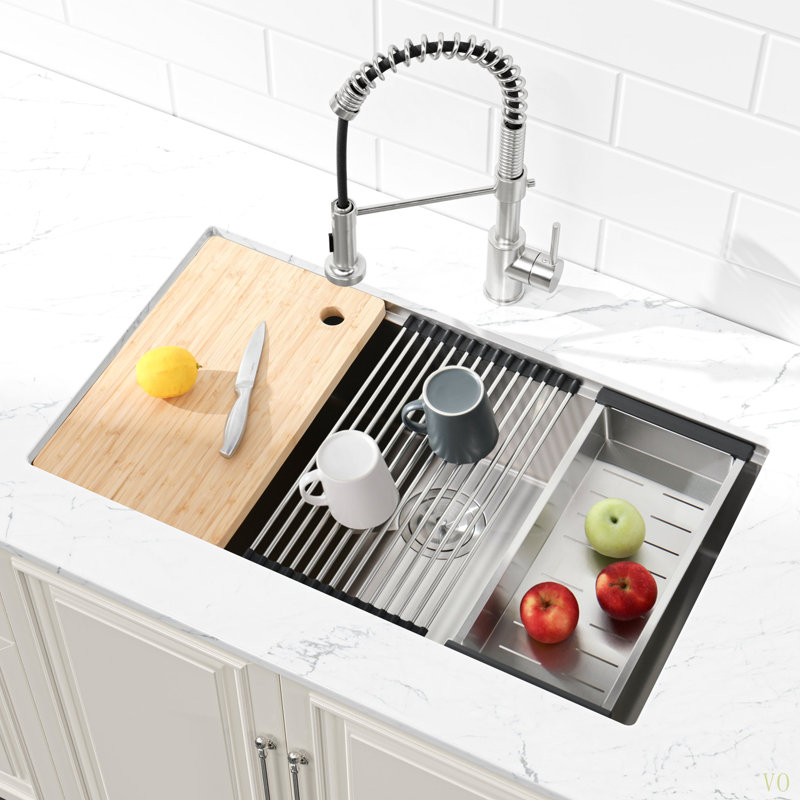 Stainless Steel Kitchen Sink, 30″X19″ Single Bowl, Undermount Handmade Sink In Brushed, With Cutting Board, Colander
