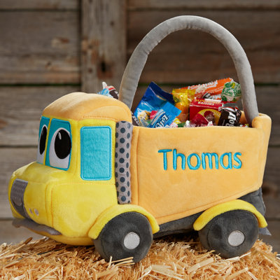 Construction Truck Embroidered Plush Halloween Treat Bag