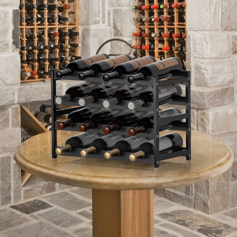 Ariellah 16 Bottle Tabletop Wine Bottle Rack, Black