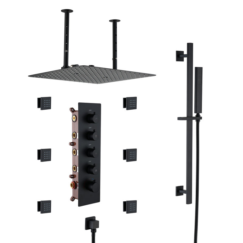 Système de douche thermostatique avec valve brute AquaRhapsody, Or brossé