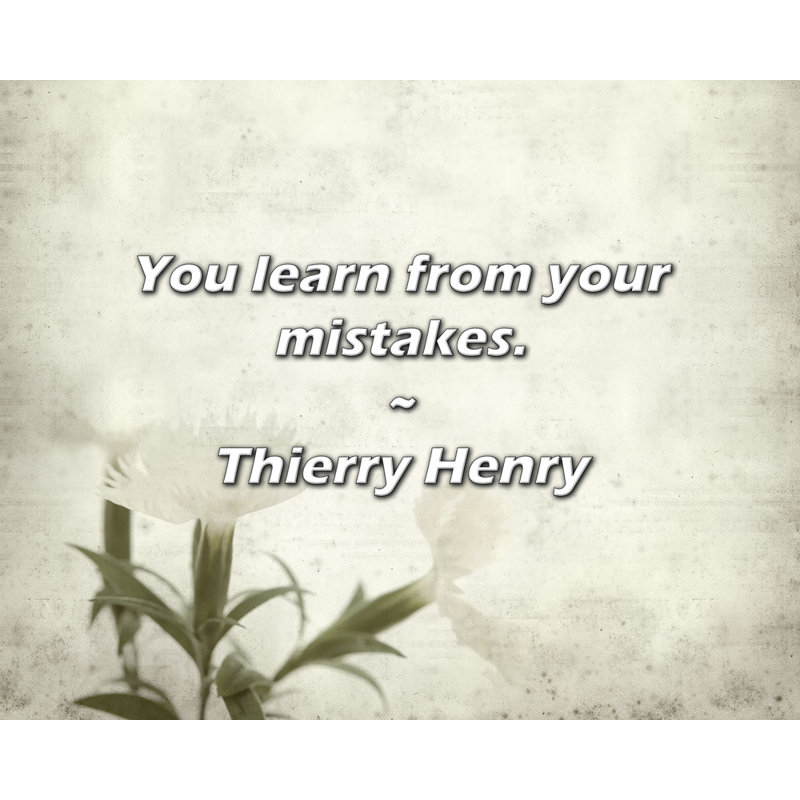 Citation de thierry thierry henry: vous apprenez de vos fautes., H 26 po x l 32 po