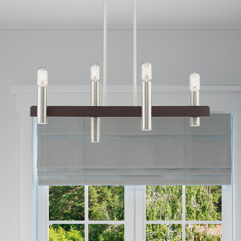 Lustre linéaire classique à 4 lumières Annies, Nickel brossé